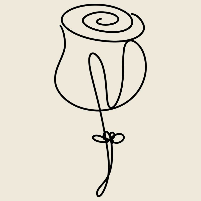 Fleur de rose minimaliste dessinée à la main