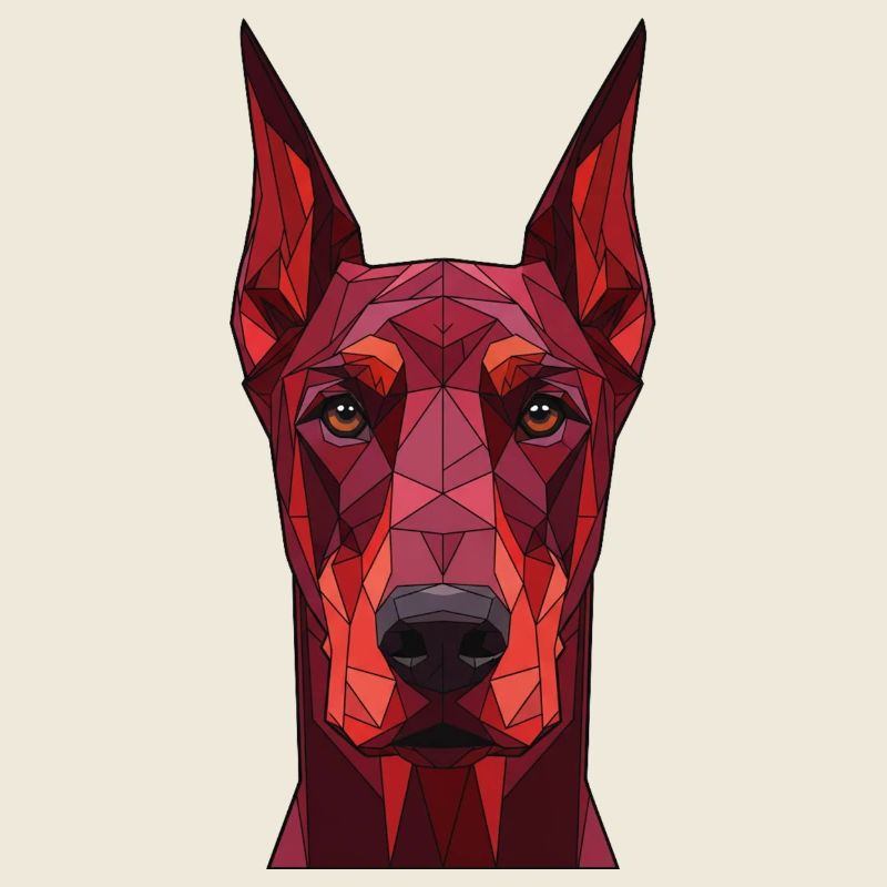 Geometric Dog Portrait Red