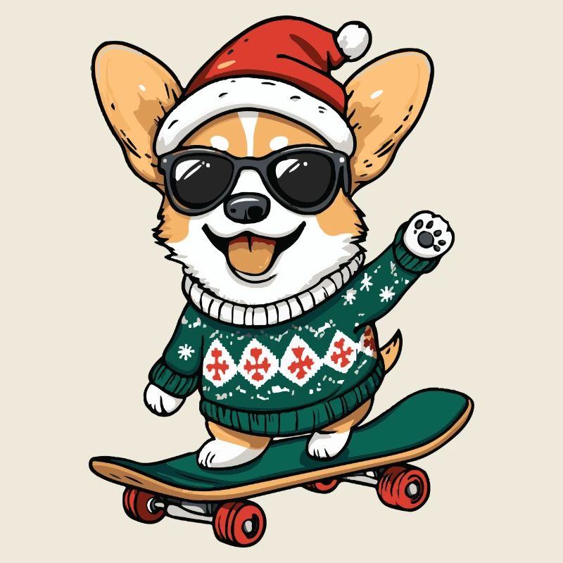 Corgi chien Noël drôle