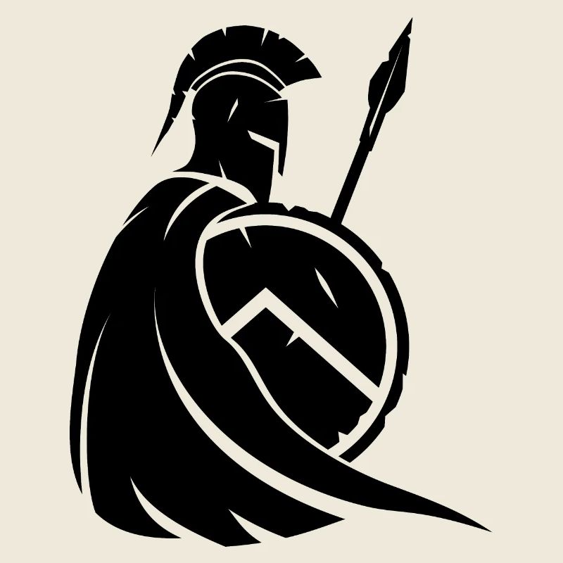 Stylized Spartan Warrior – Black Strength & Honor