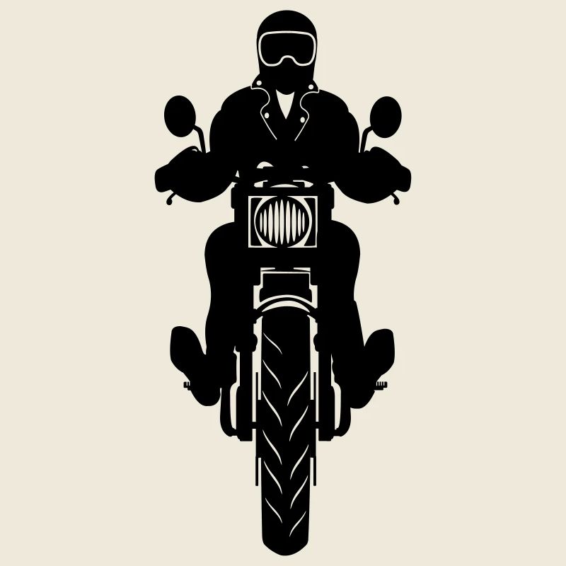 Motorcycle with motorcyclist front view