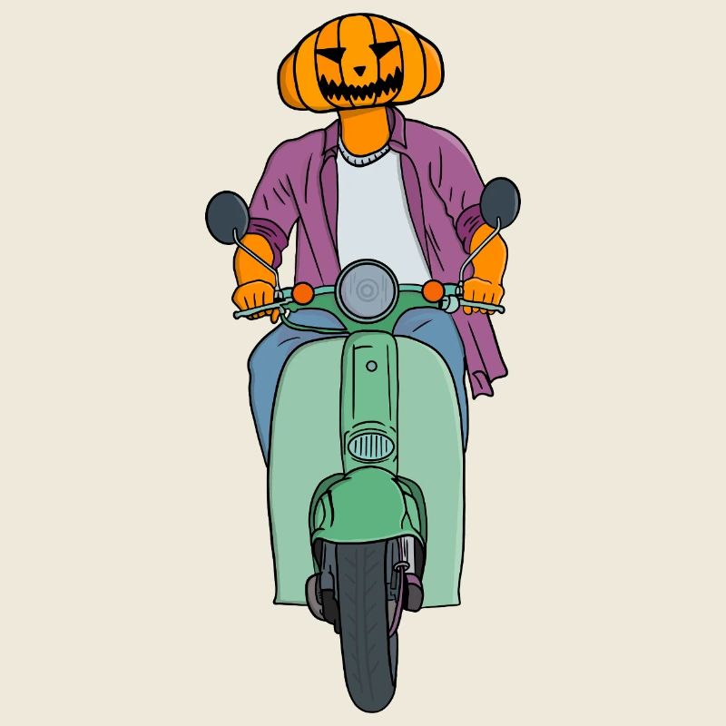 Kürbisfahrer auf Mint Scooter