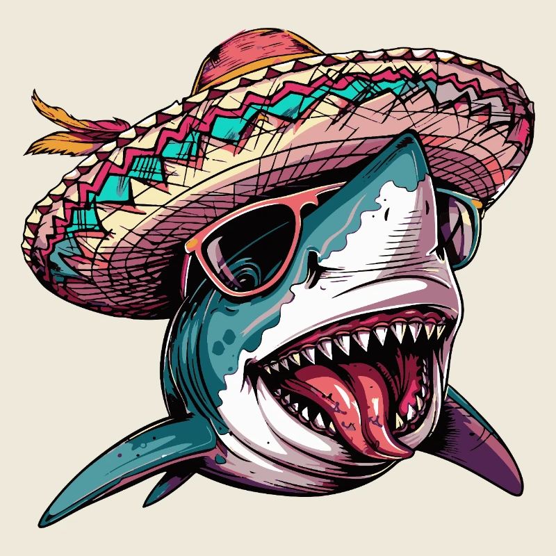 Requin Bande Dessinée Drôle Sombrero