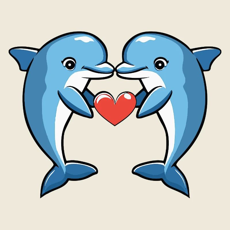 Couple de dauphins Saint-Valentin
