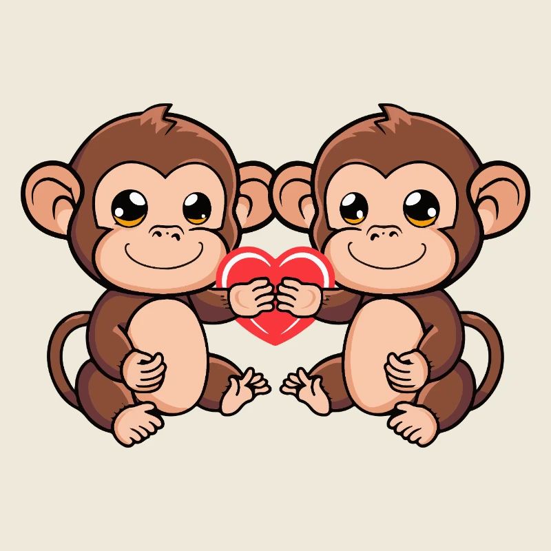 Monkey Couple Valentine's Day