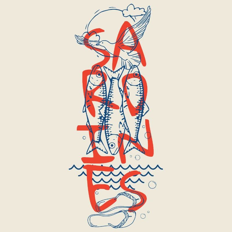 French Sardines Graphic Seaside Style