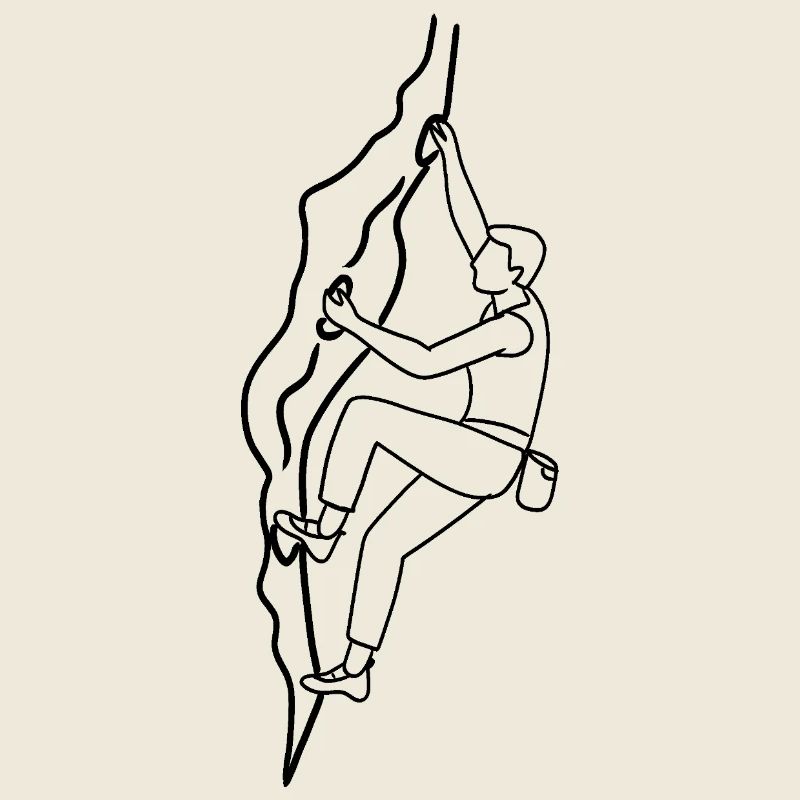 Man on climbing wall