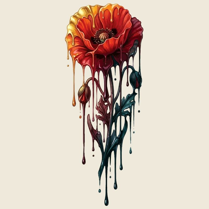 Mohnblume mit farbenfroher, tropfender Farbe