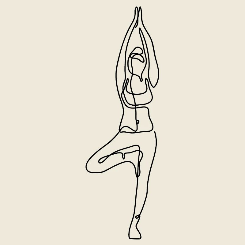 2 Yoga Vrikshasana oder der Baum | Schwarzer Strich