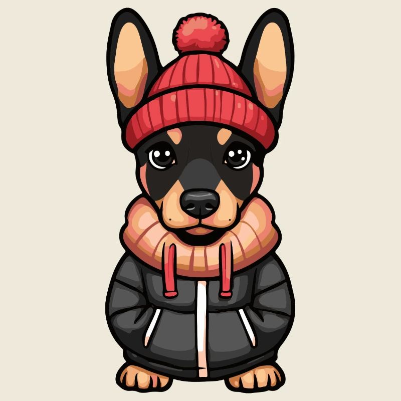 Doberman Hund Winter