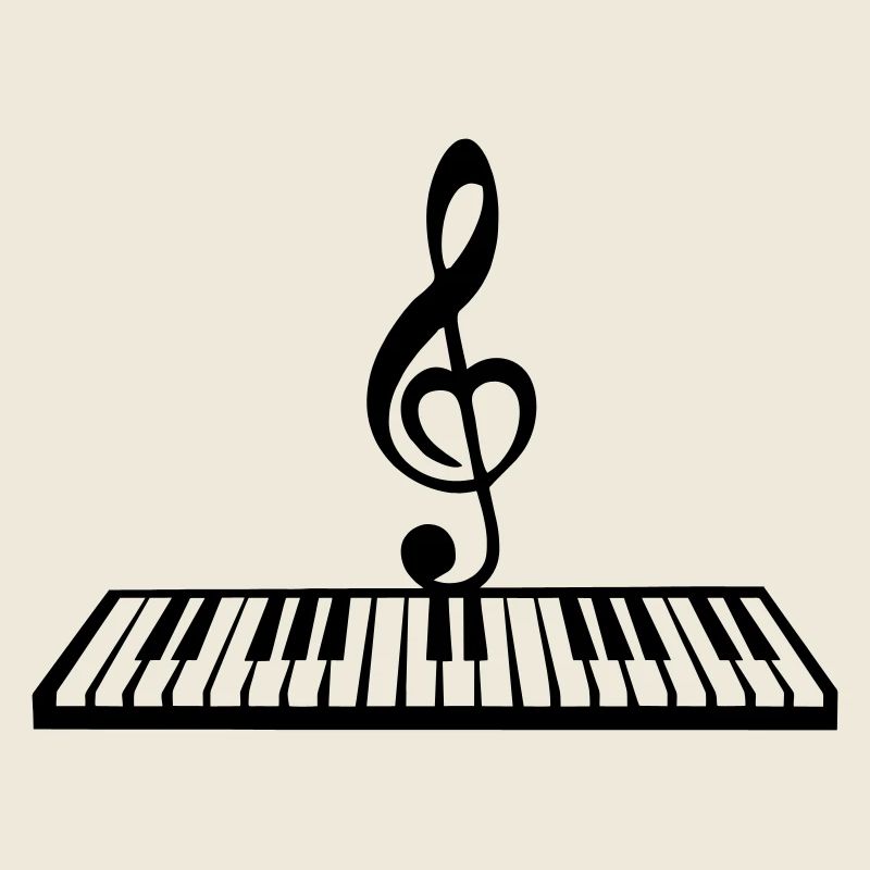 Piano with music key, keyboard