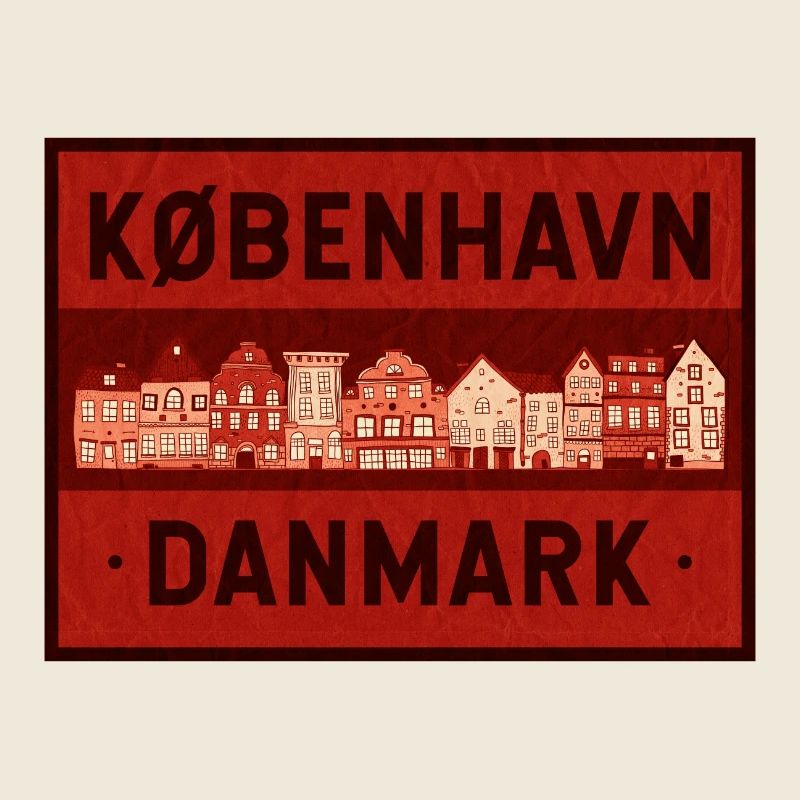 Copenhagen Skyline Red Print