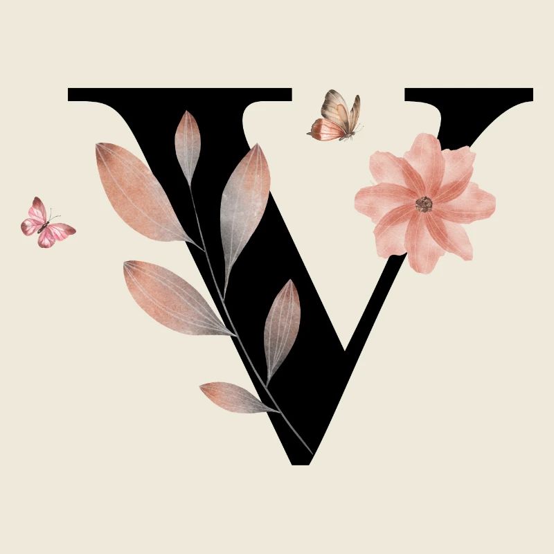 Buchstabe v Wildblumen Aquarelle