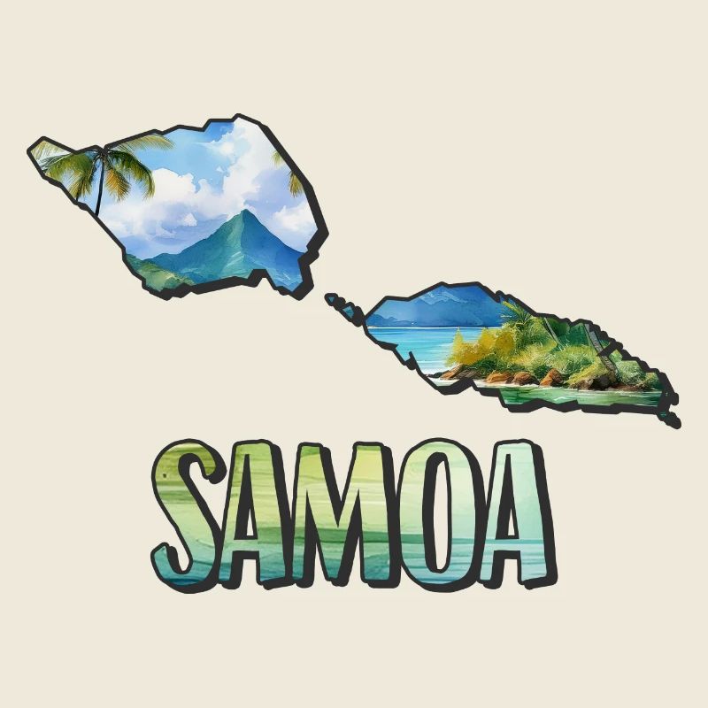 Watercolor Map Samoa