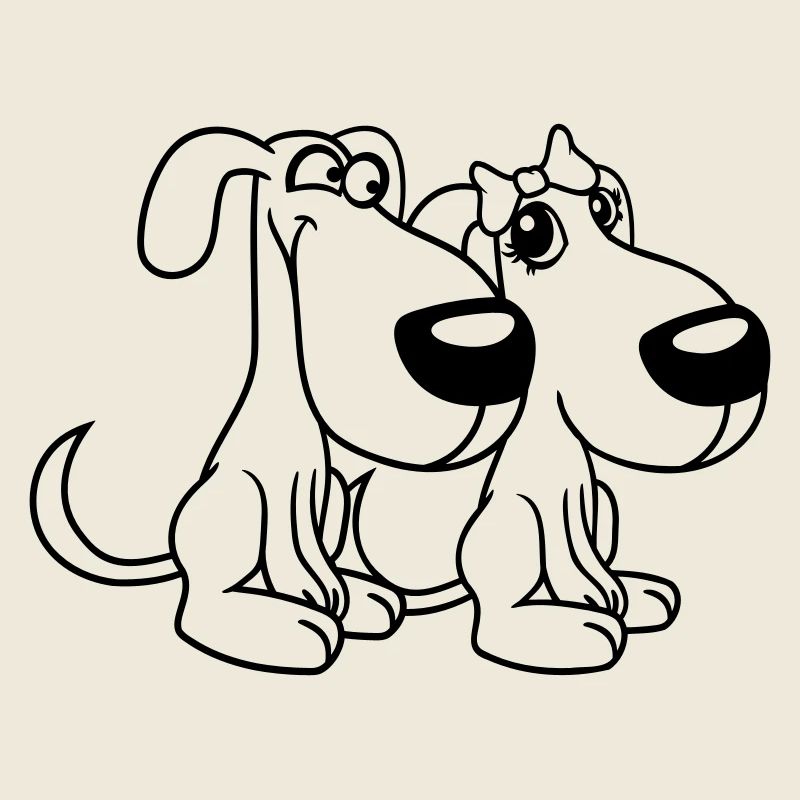 2 Hunde Team Zwei Freunde Liebe Pärchen Verliebt
