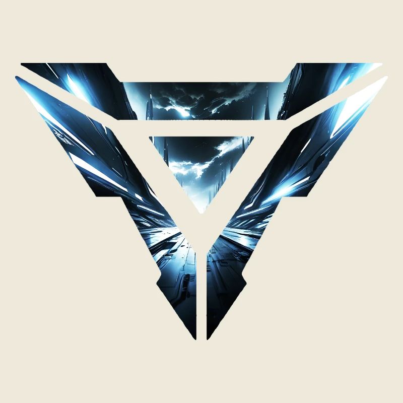 Futuristic Cyber Realm Triangular Design