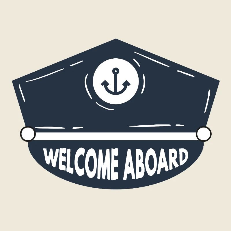 Nautic Design Welcome Aboard Anchor Patch Cap Navy
