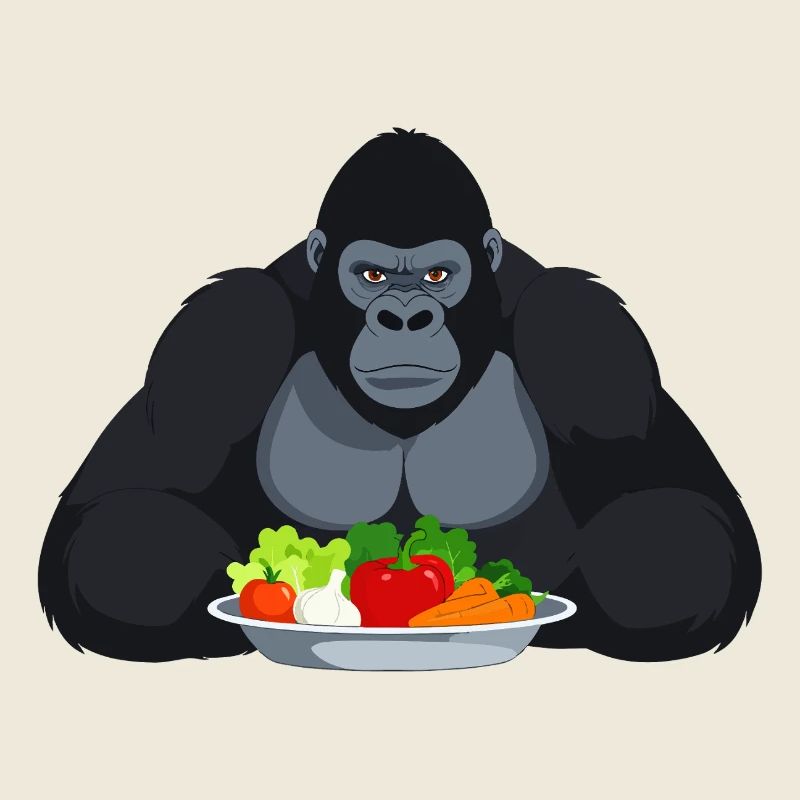 Cool Gorilla with Vegetable Plate Monkey Motif