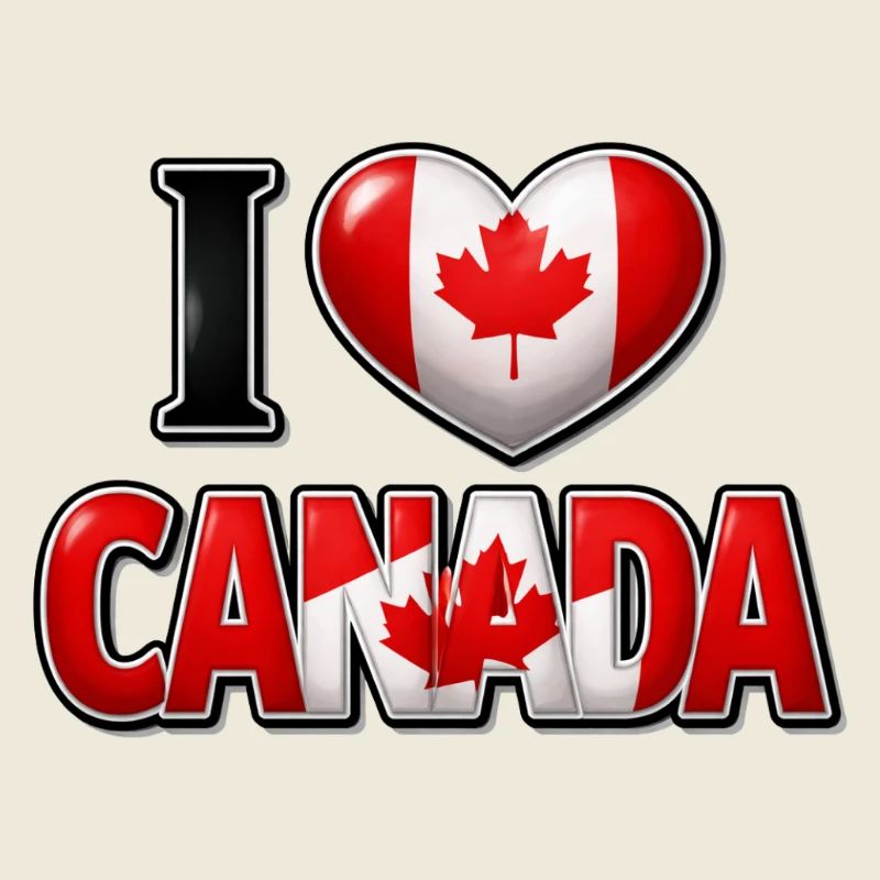 I Love Canada – Heart with Maple Leaf
