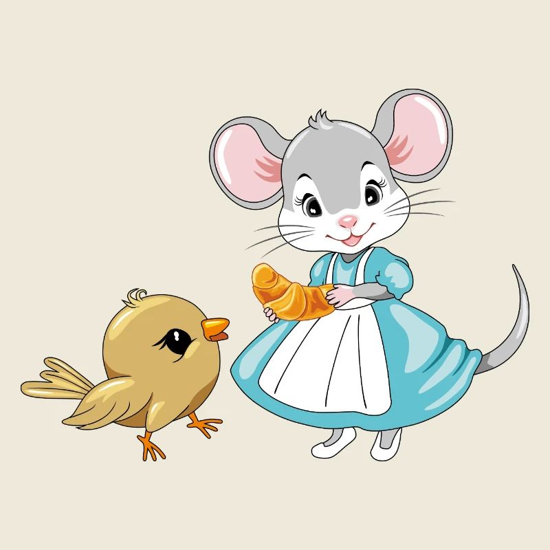 Little_mouse_is_sharing_a_croissant_with_a_bird