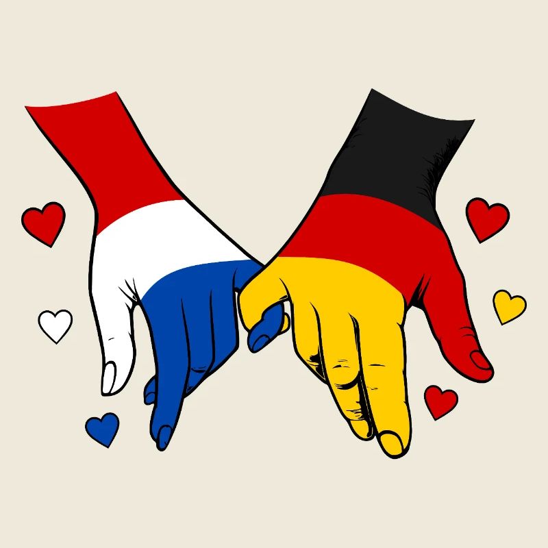 Drapeau Hollande-Allemagne se tenant la main