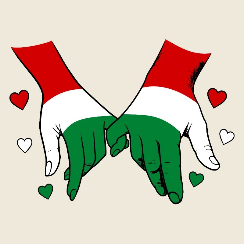 Drapeau hongrois main dans la main