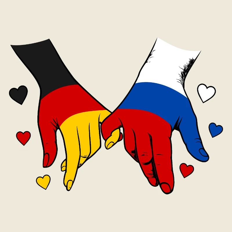 Le drapeau Allemagne-Russie se tenant la main