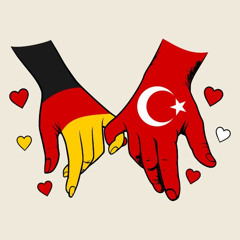Allemagne : drapeaux turcs se tenant la main