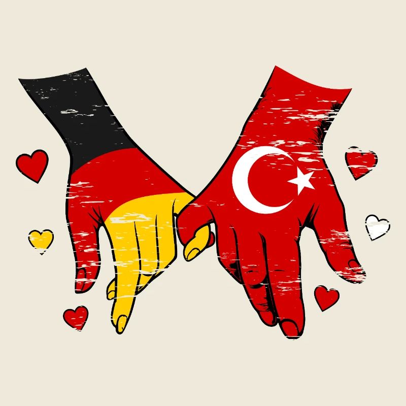 Allemagne Drapeaux de Turquie se tenant la main utilisés