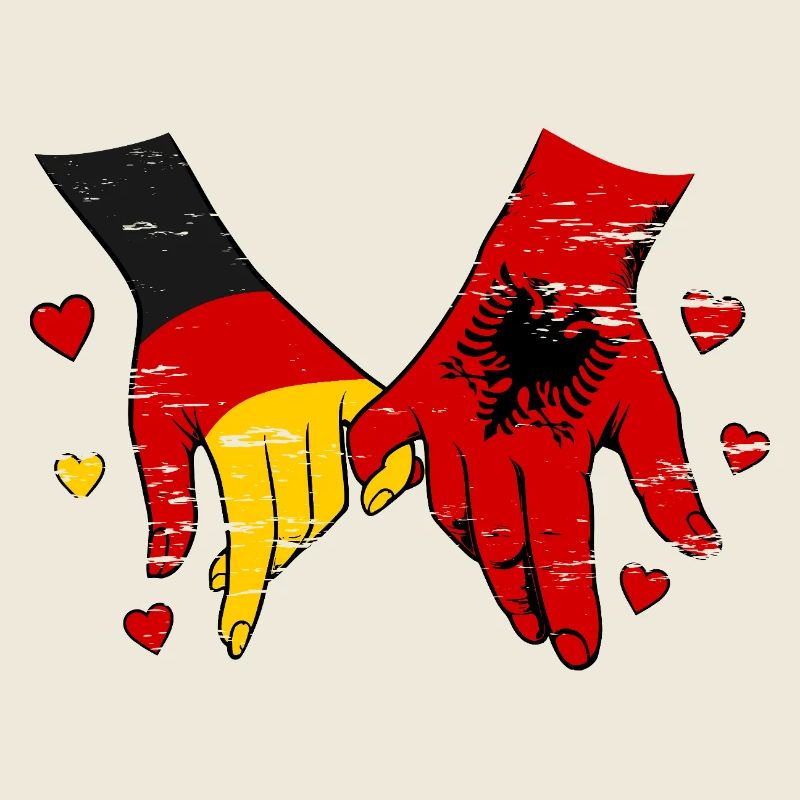Germany Albania Flag Holding Hands Used