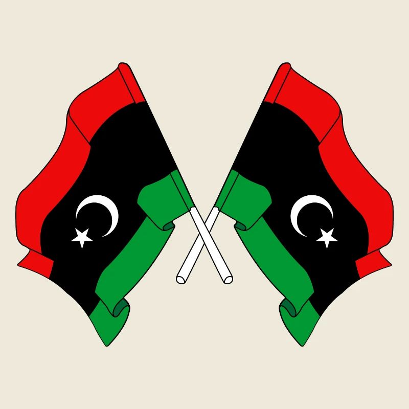 Two flags Libya