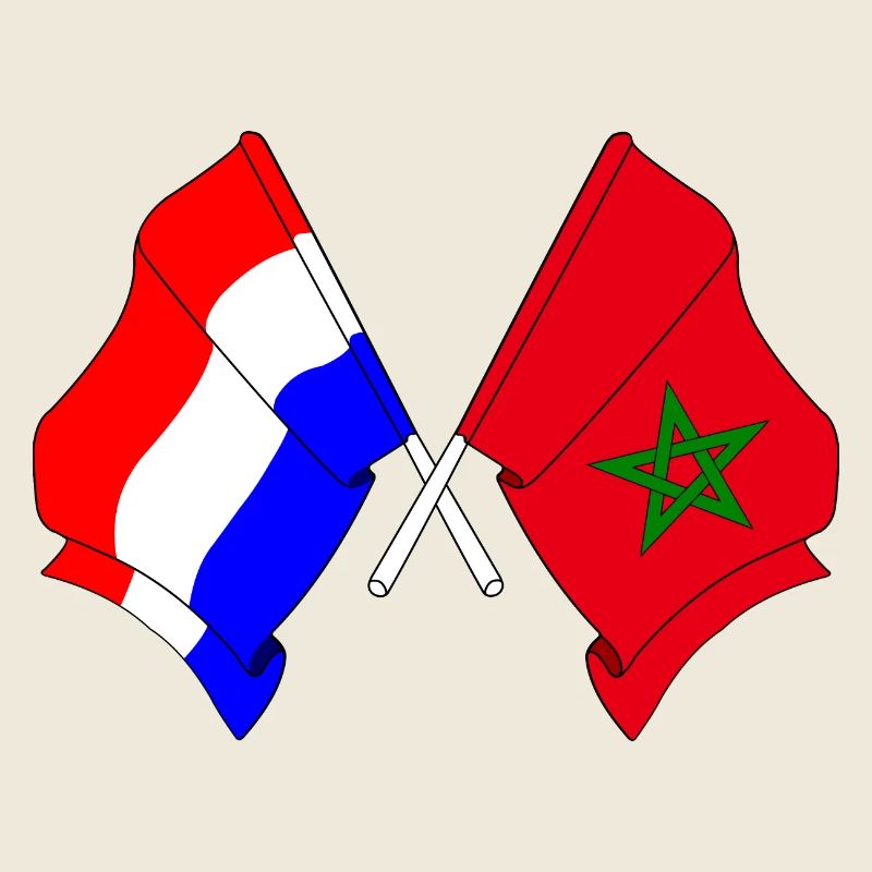 Drapeau des Pays-Bas et drapeau du Maroc