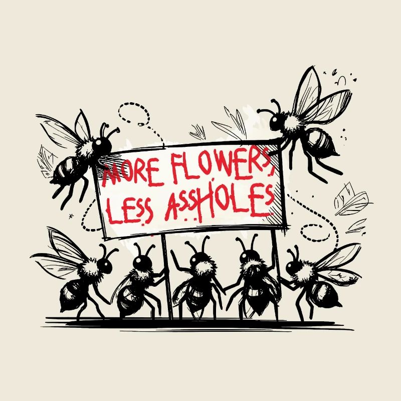 Save the Bees Nature Saying Illustration Flowers