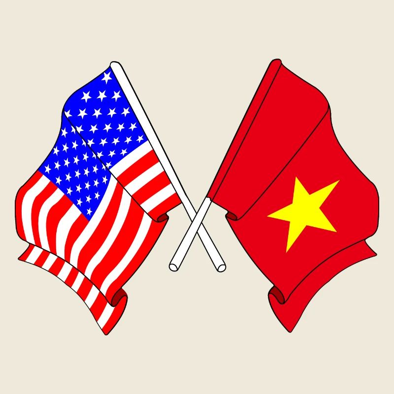 Drapeau des États-Unis et drapeau du Vietnam