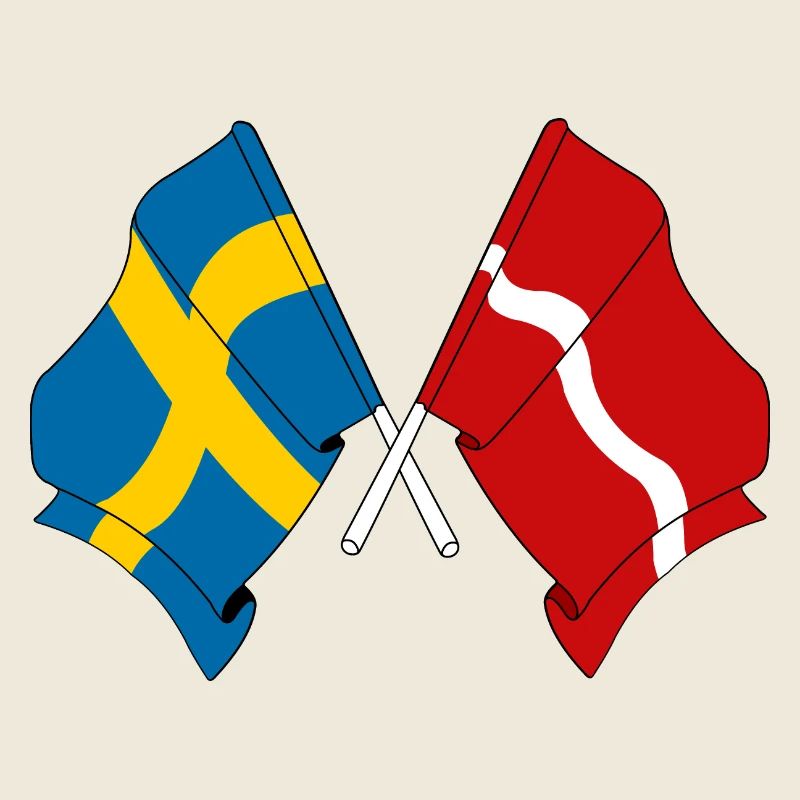Drapeau de la Suède, drapeau de la Lettonie