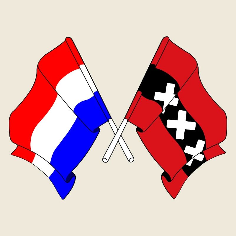 Drapeau Pays-Bas, Amsterdam croisé