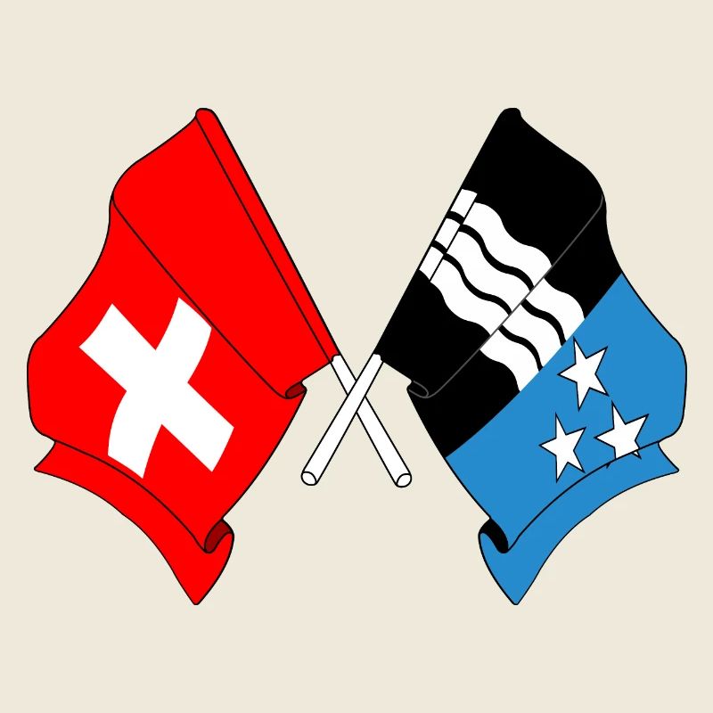 Drapeau de la Suisse et drapeau de l’Argovie