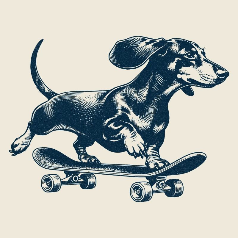 Teckel patineur