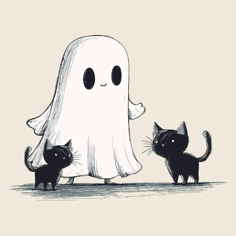 Geist Schwarze Katzen Halloween Geist