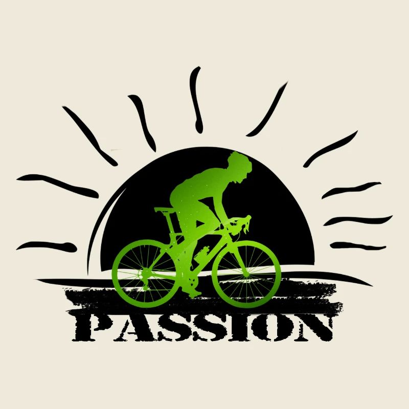 Cyclist in Neon Green Silhouette