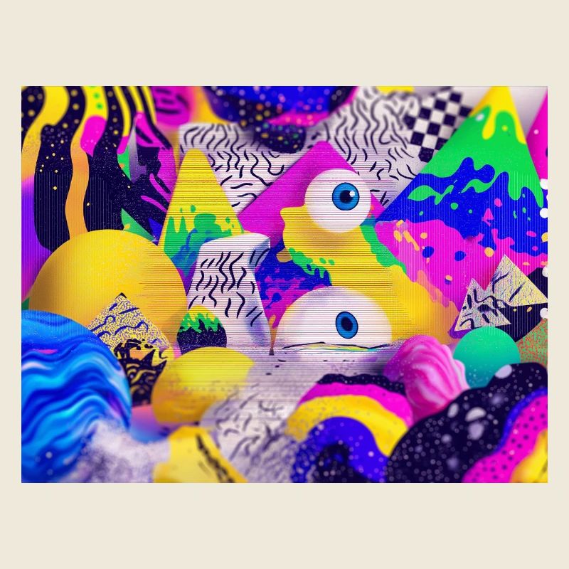 Bunte Psychedelic Geometry Illustration