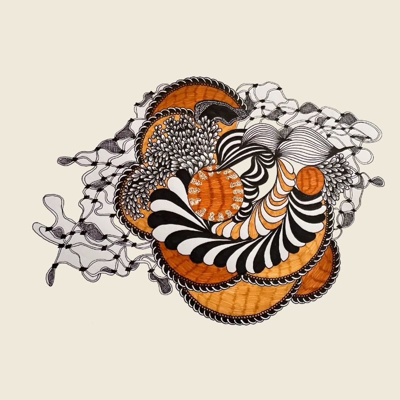 Orange Spiral Black and White Pattern