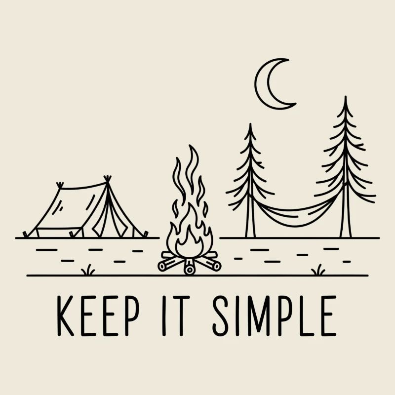 Camping Night Campfire Minimal