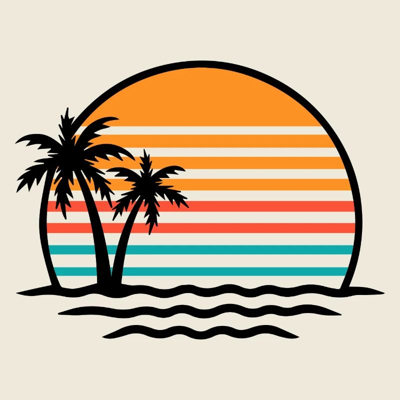 Sunset Retro Palmen