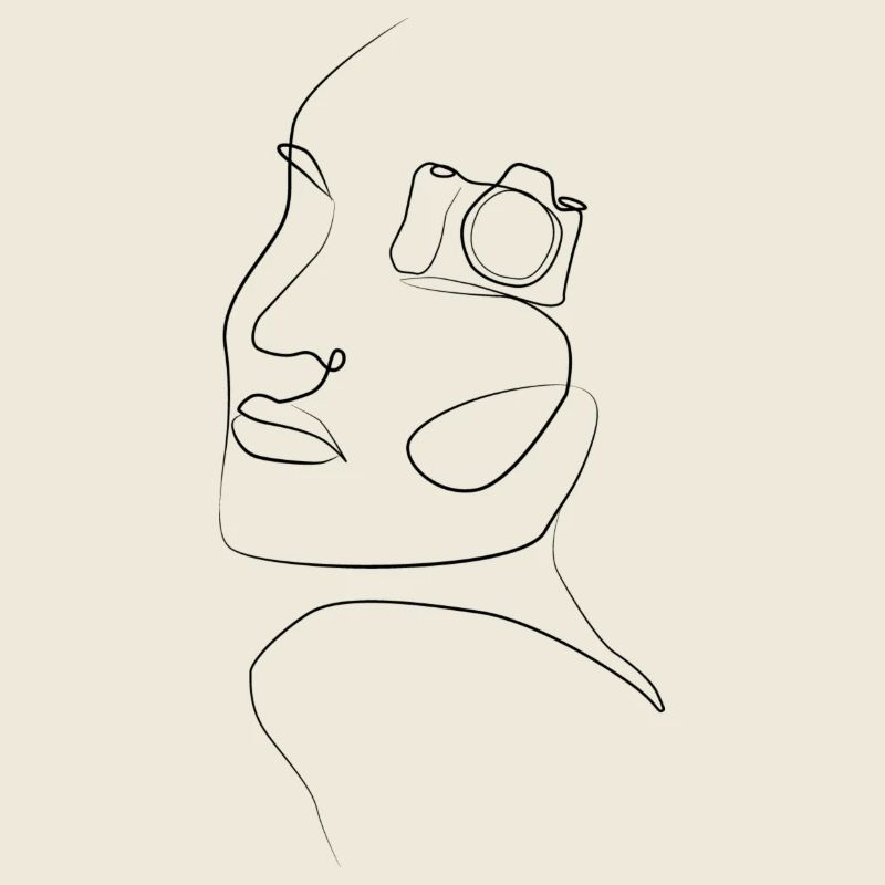 Einzeiliges Fotografengesicht