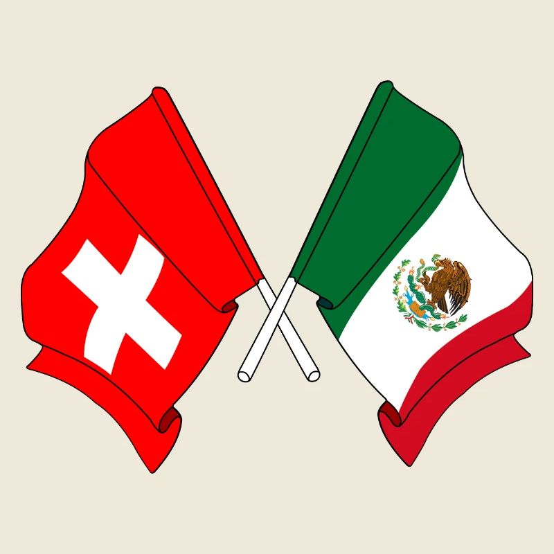 Flagge der Schweiz und Flagge Mexiko