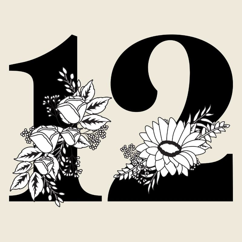 Nummer 12 Schwarze Blumen - 12. Blumengeburtstag