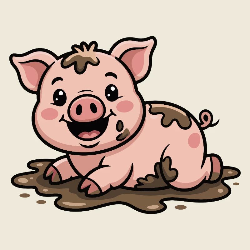 Cochon dans la boue mignon