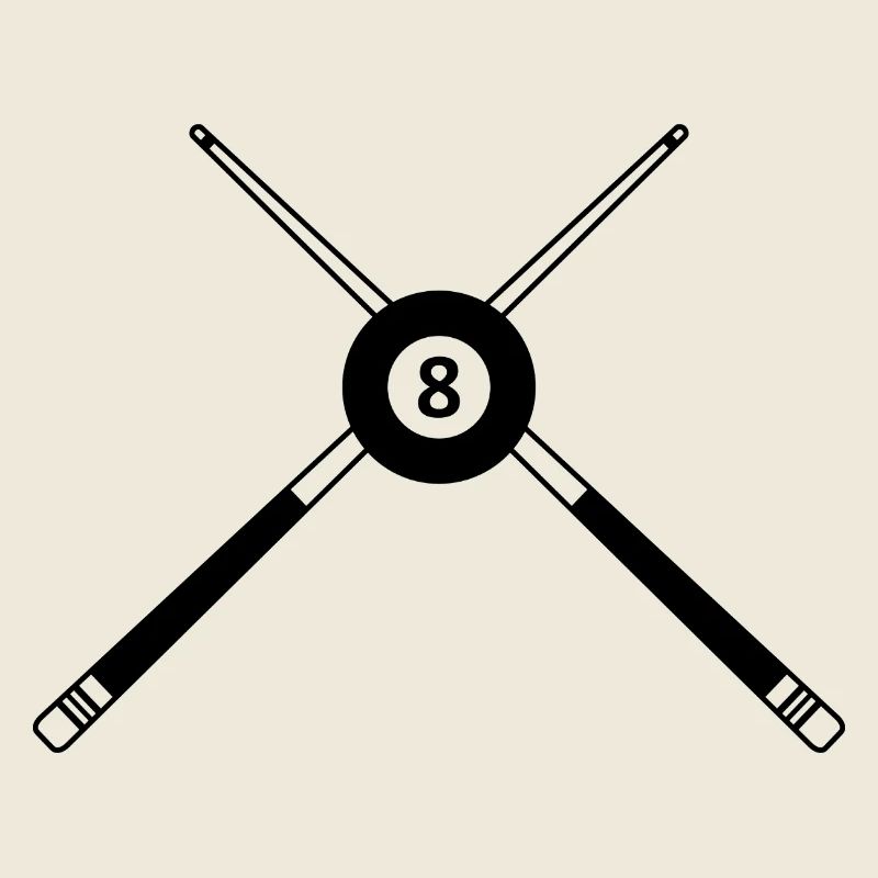 Crossed Pool Sticks Eight Ball