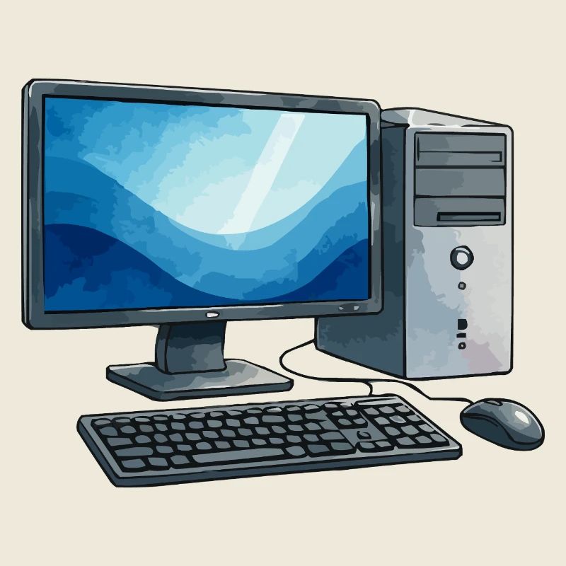 Retro PC Arbeitsstation Illustration